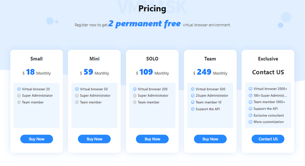 VMMask Browser Pricing